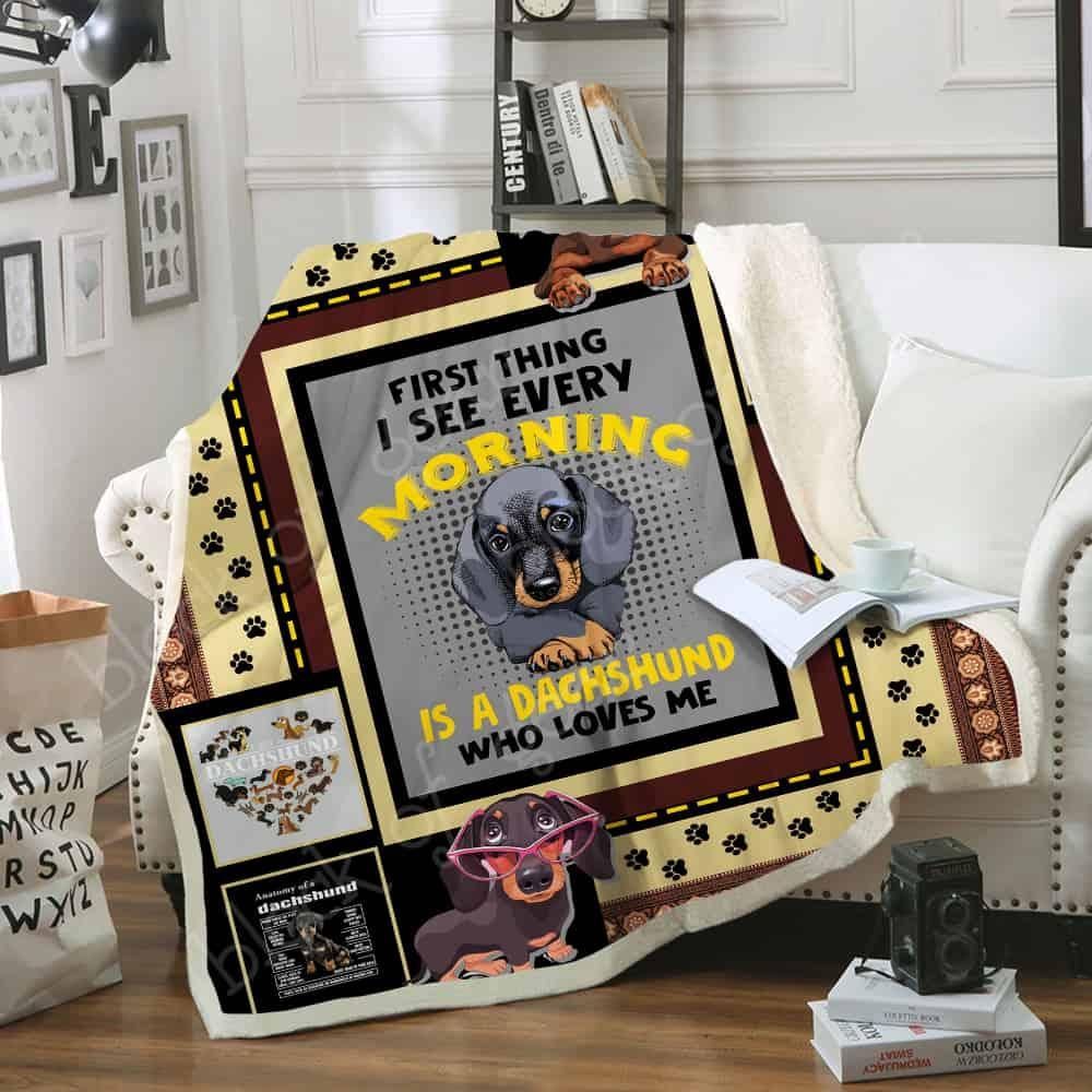 Dachshund Sherpa Fleece Blanket