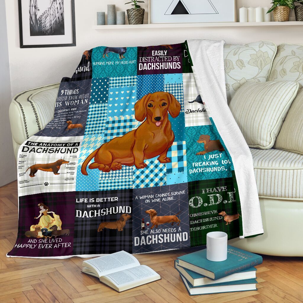 Dachshund Sherpa Fleece Blanket