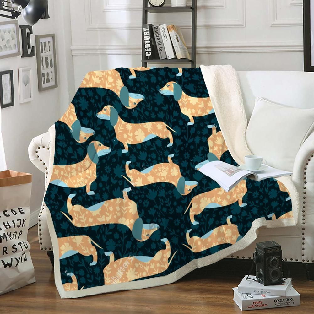 Dachshund Sherpa Fleece Blanket