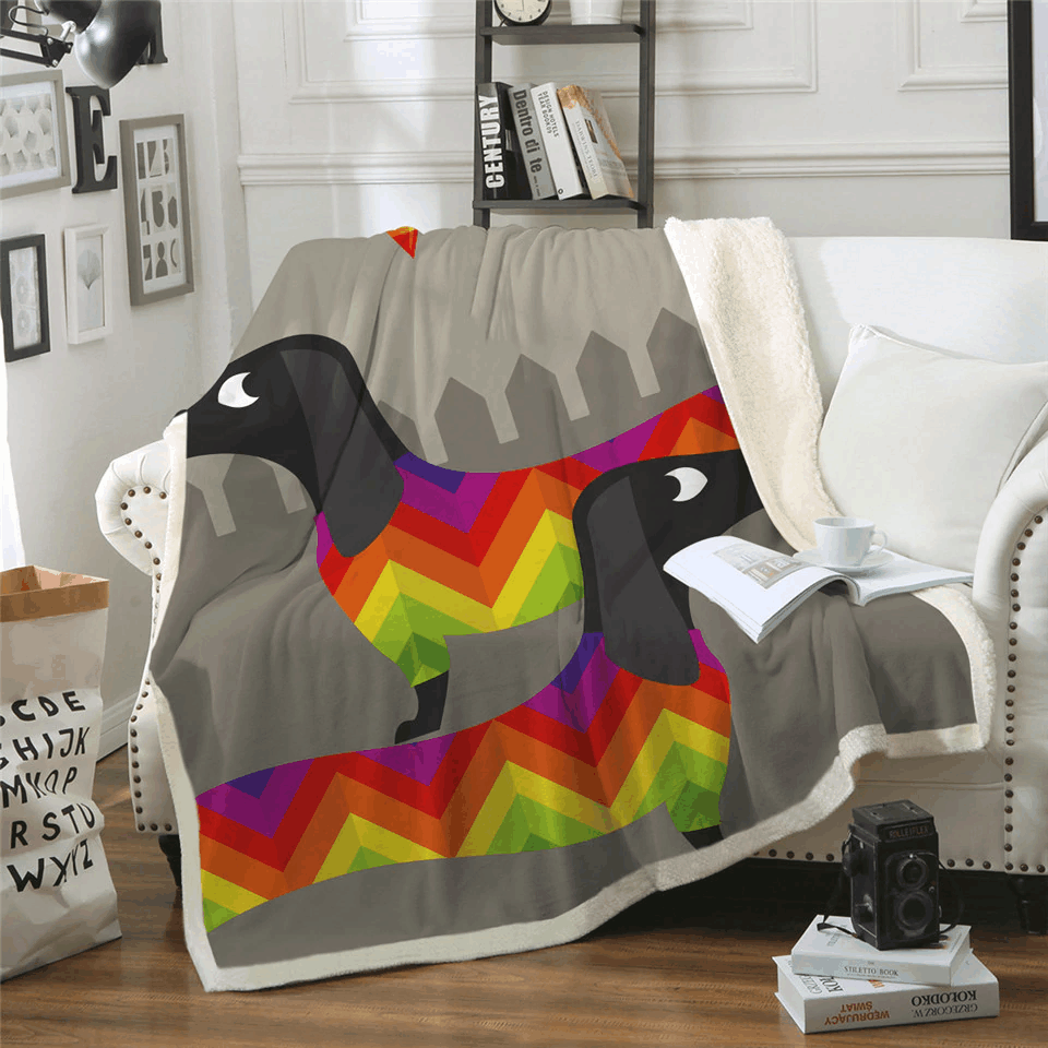 Dachshund Sherpa Fleece Blanket