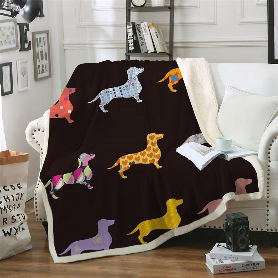 Dachshund Sherpa Fleece Blanket