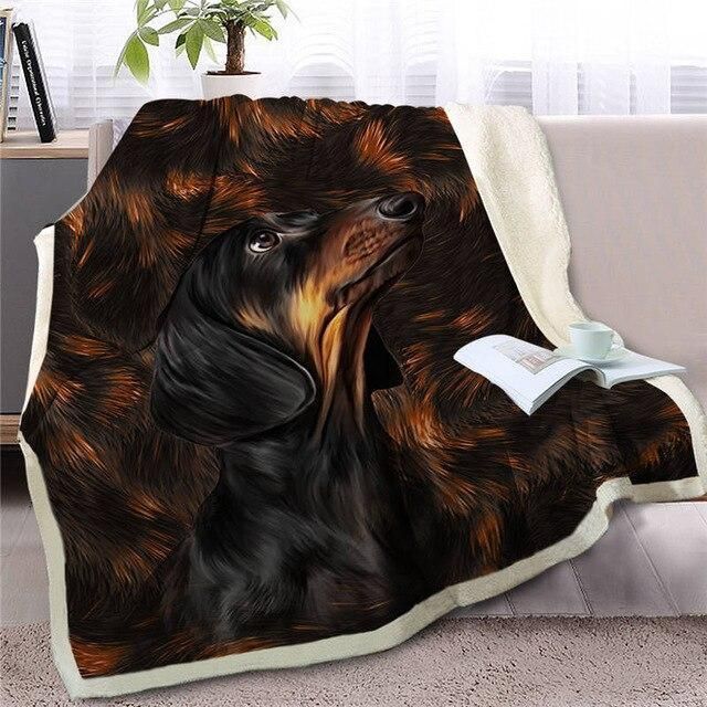Dachshund Sherpa Fleece Blanket