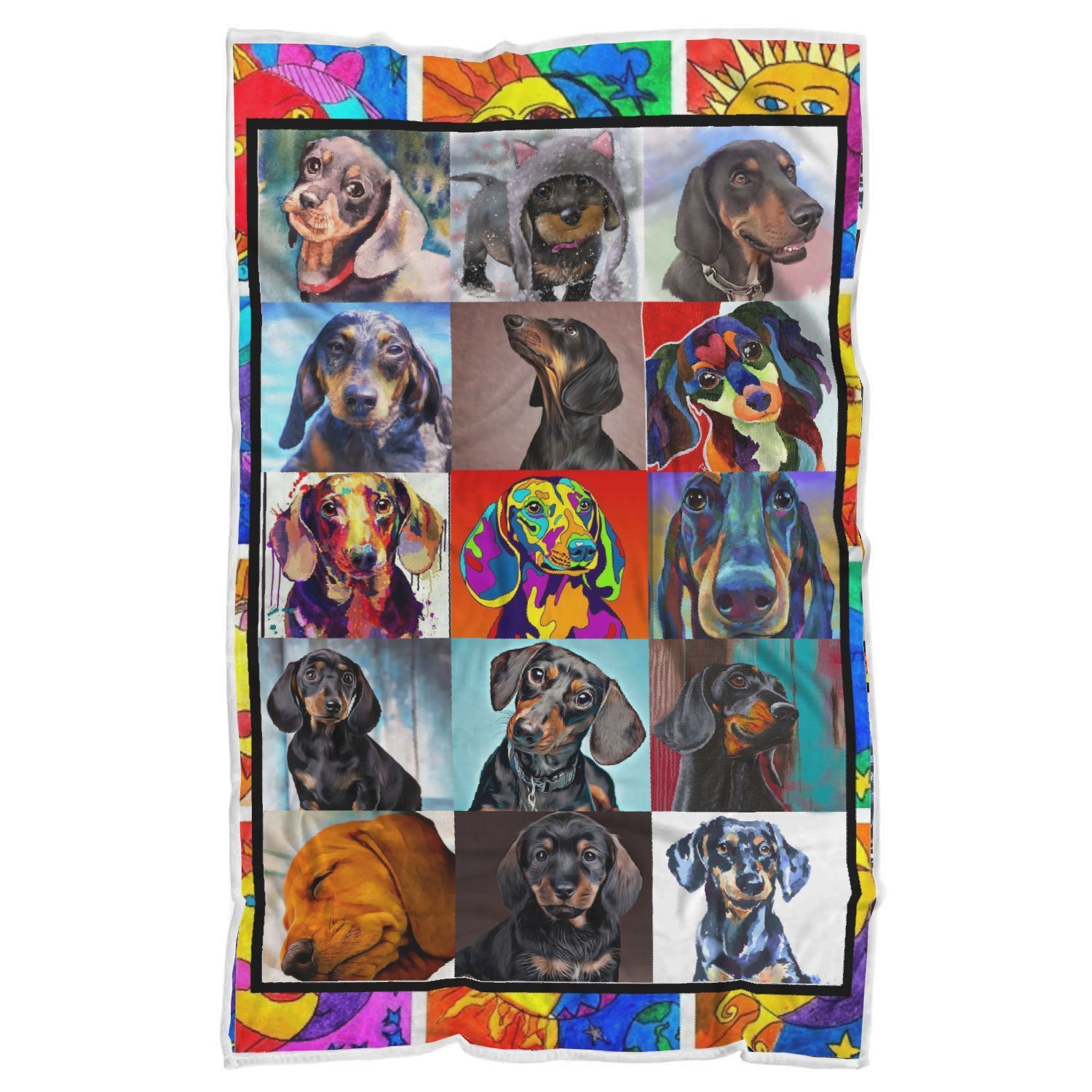 Dachshund Color Sherpa Fleece Blanket