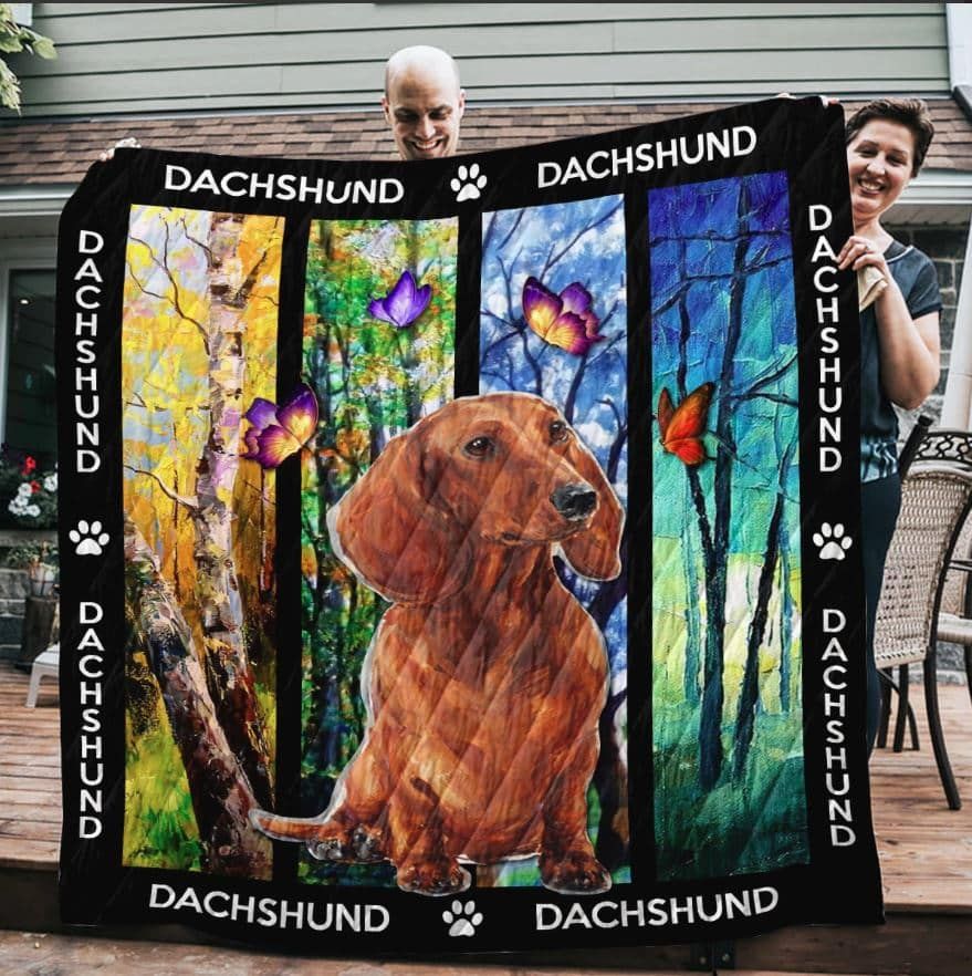 Dachshund Dachshund And Butterfly Quilt Blanket DHC31121771TD