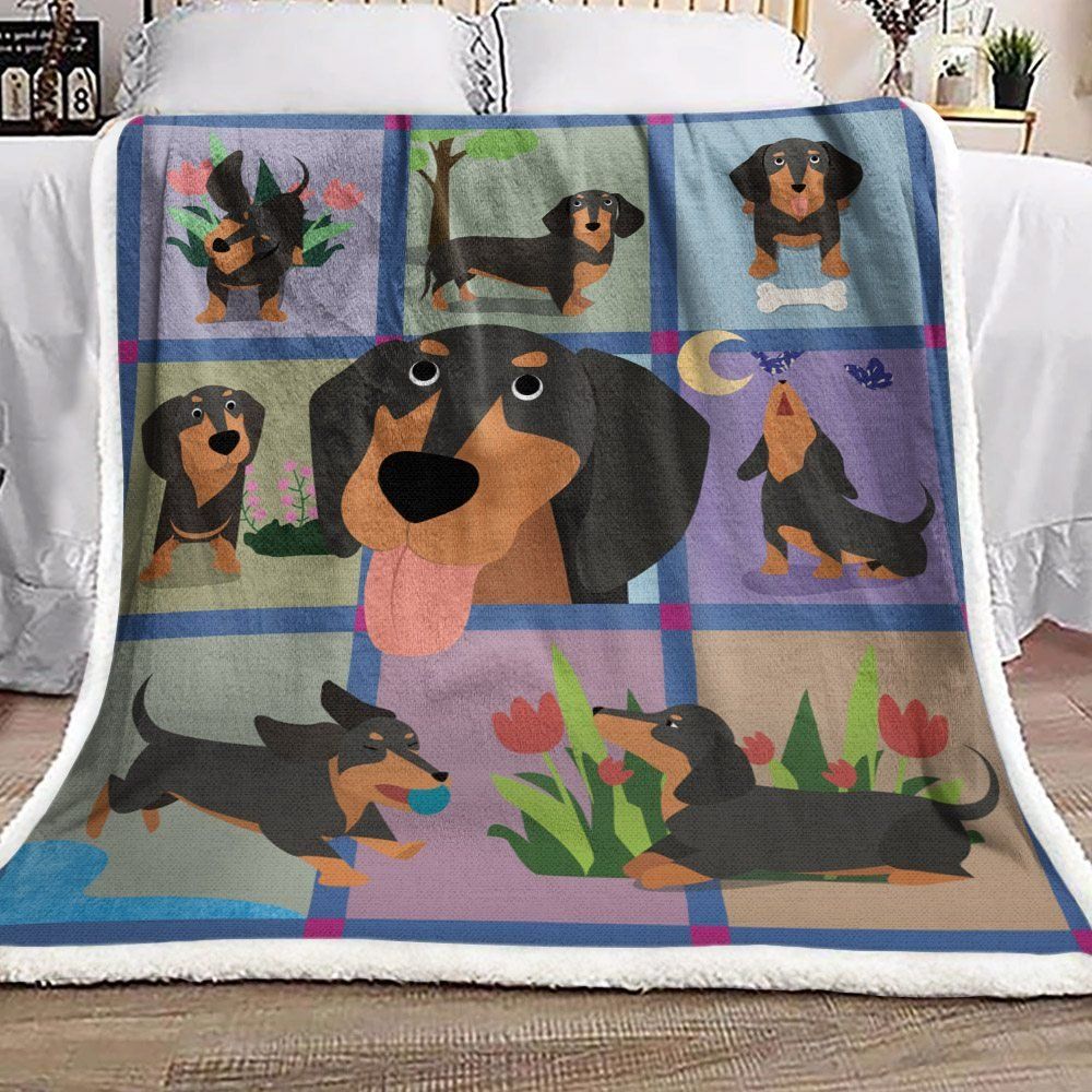Dachshund Sherpa Fleece Blanket