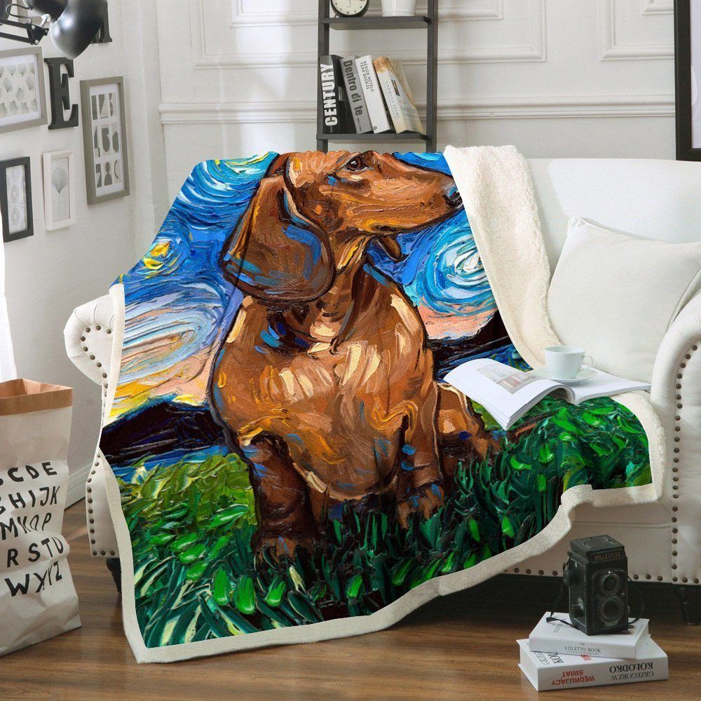 Dachshund Sherpa Fleece Blanket