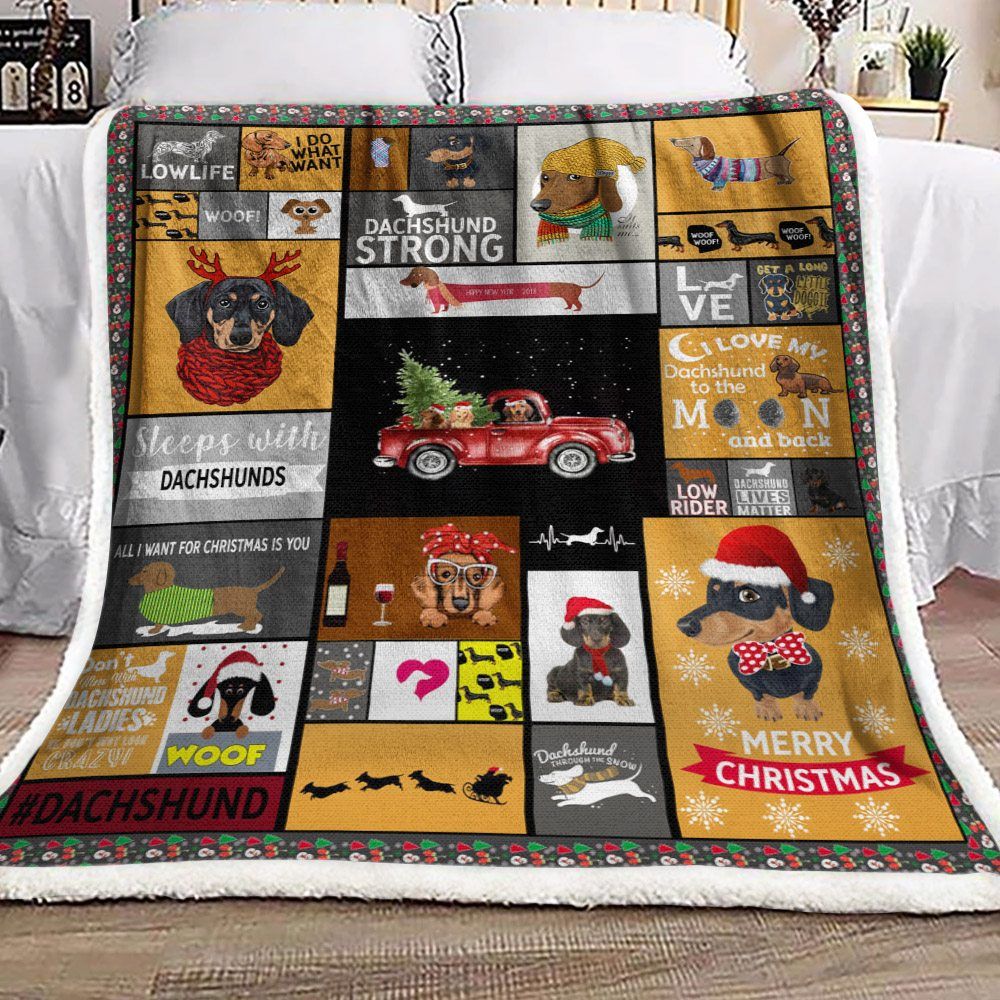 Dachshund Sherpa Fleece Blanket