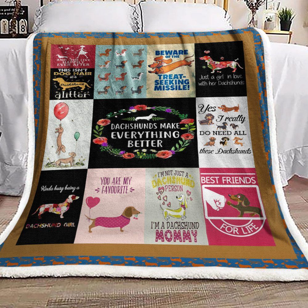 Dachshund Sherpa Fleece Blanket
