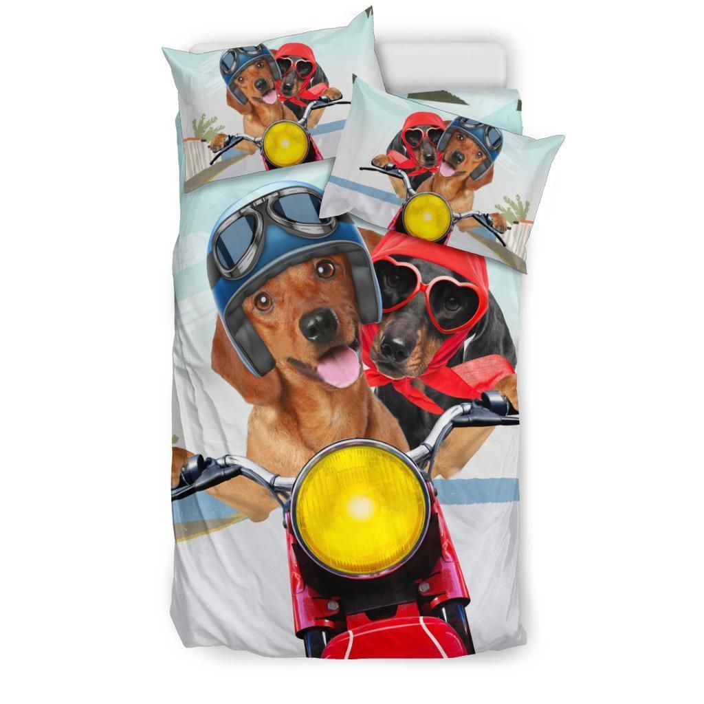 Dachshund Dirt Bike Love Race Bedding Set