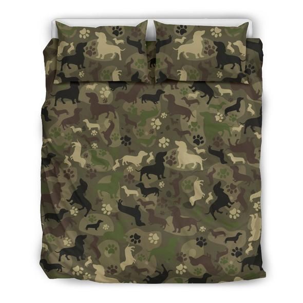 Dachshund Dog Camo Bedding Set