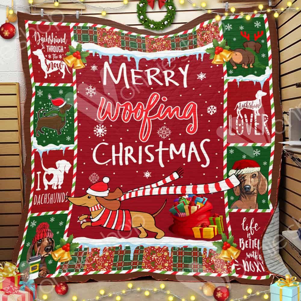 Dachshund Dog Christmas CL15100131MDQ Quilt Blanket