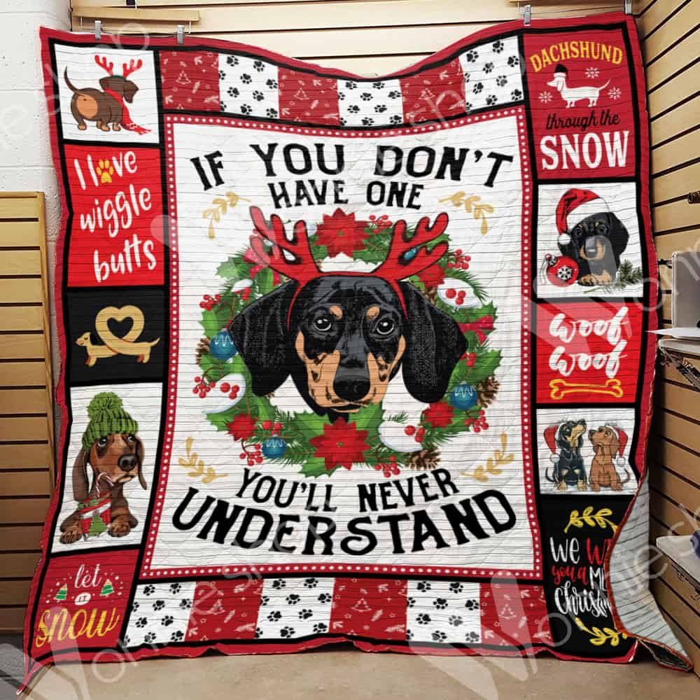 Dachshund Dog Christmas CL15100132MDQ Quilt Blanket