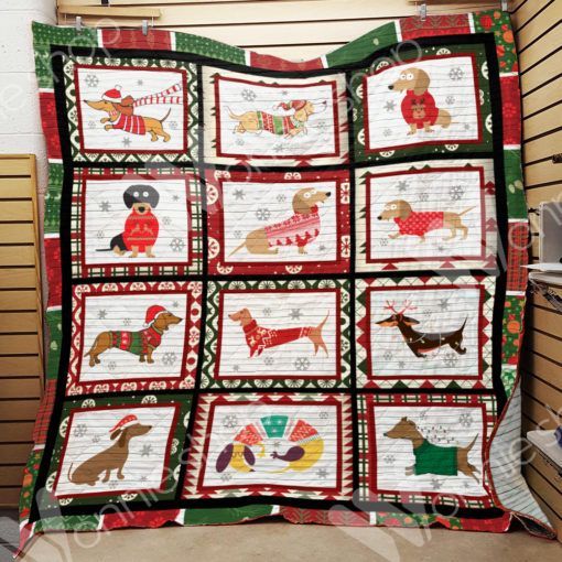 Dachshund Dog Christmas CL15100135MDQ Quilt Blanket