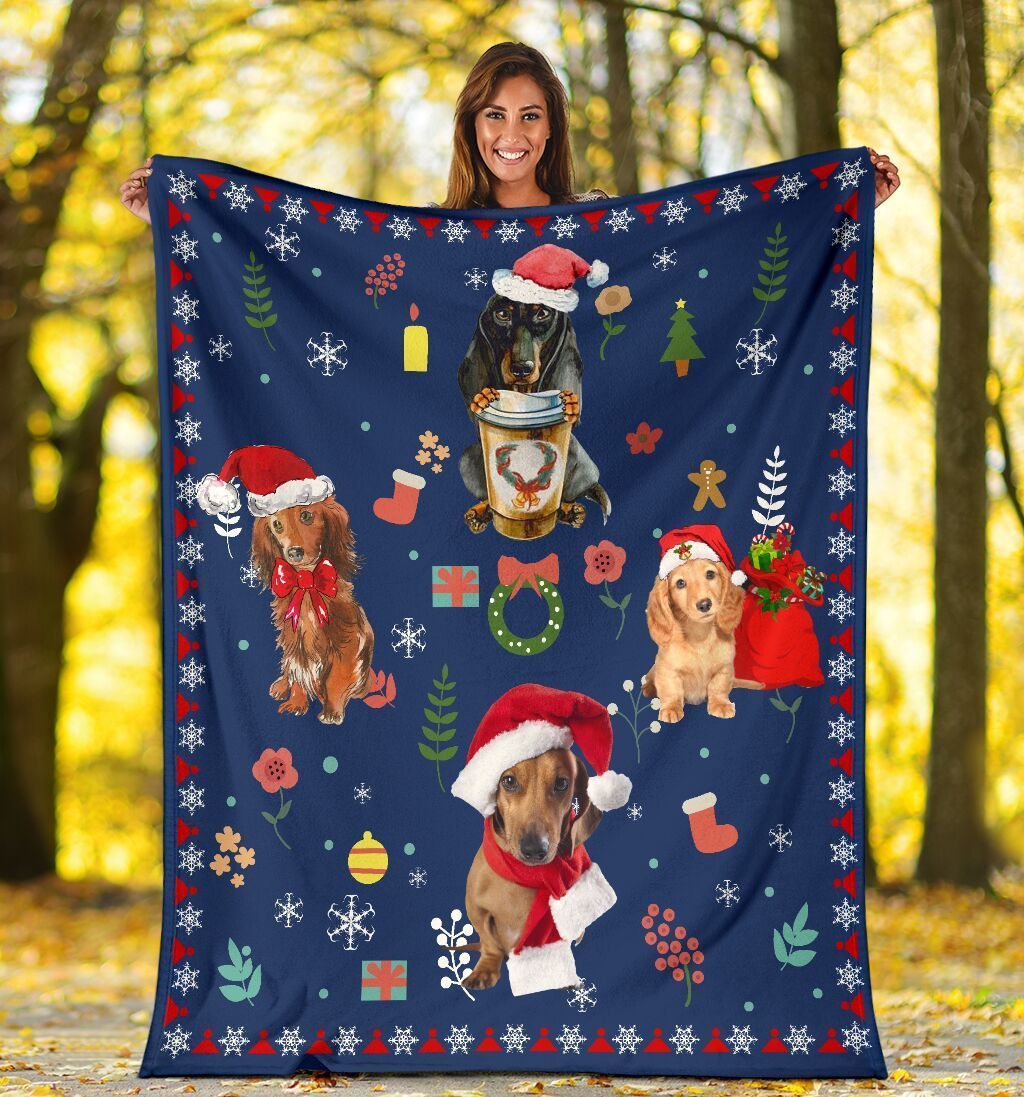Dachshund Dog Christmas Xmas For Dog Lovers Fleece Blanket