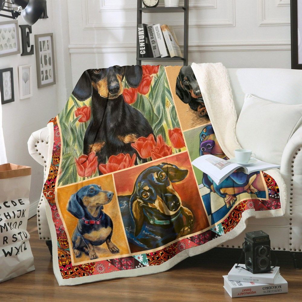Dachshund Dog Sherpa Fleece Blanket