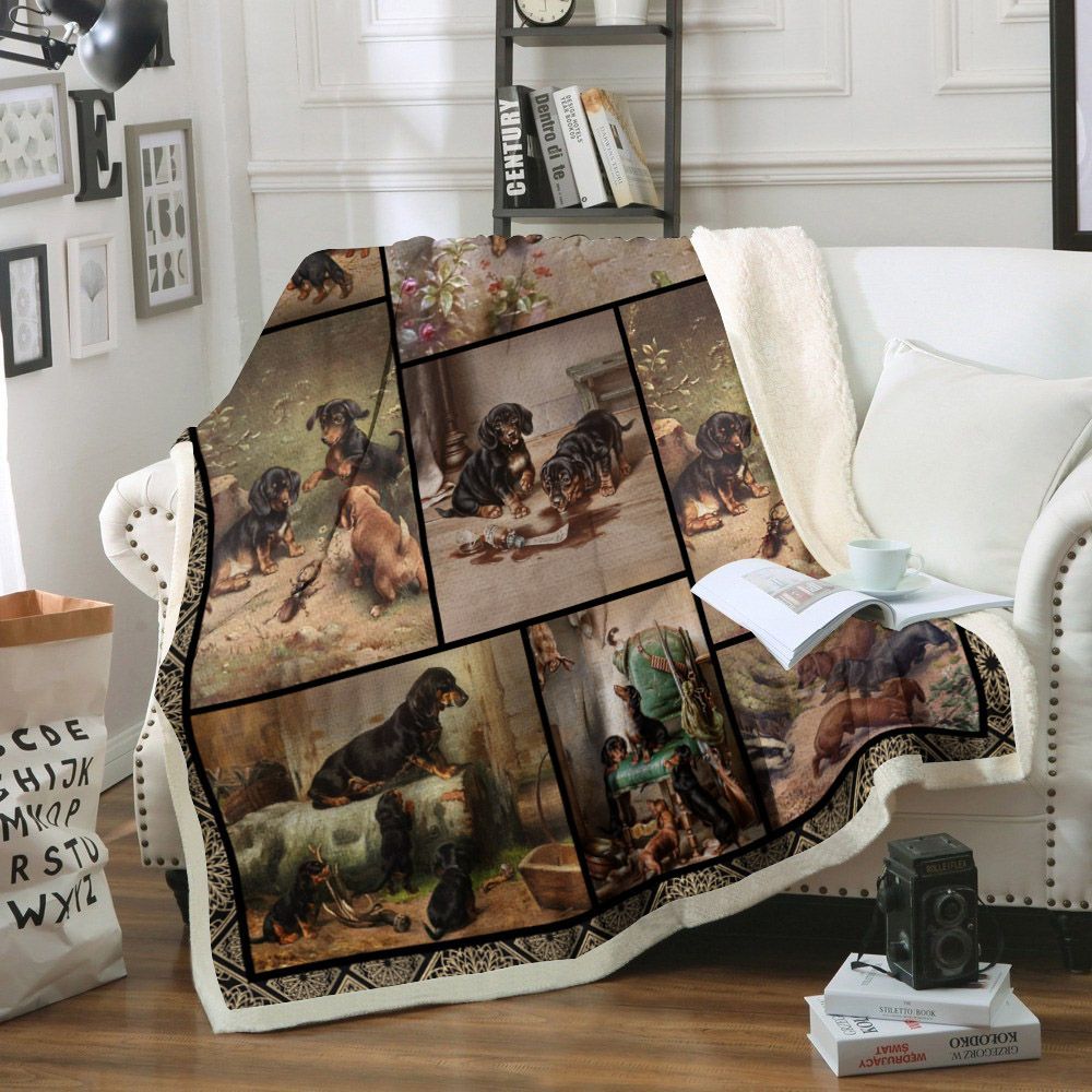 Dachshund Dog Sherpa Fleece Blanket