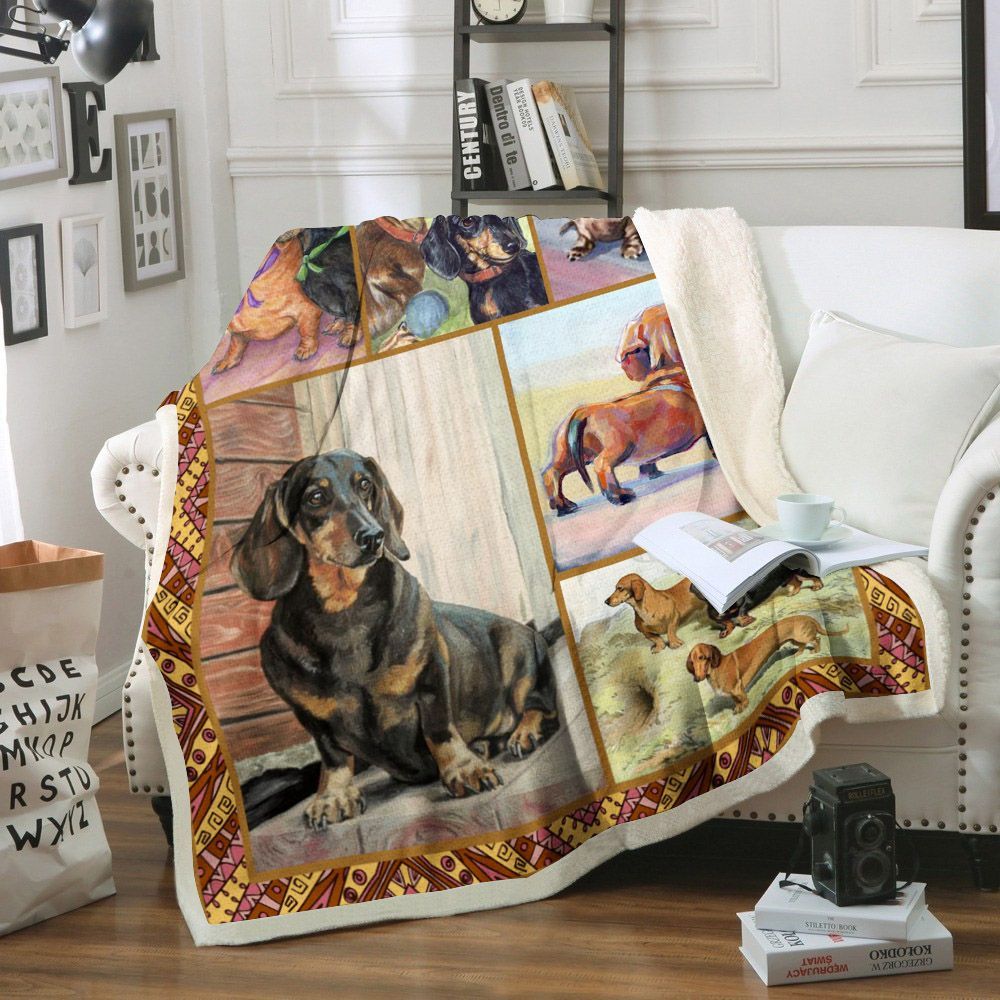 Dachshund Dog Sherpa Fleece Blanket