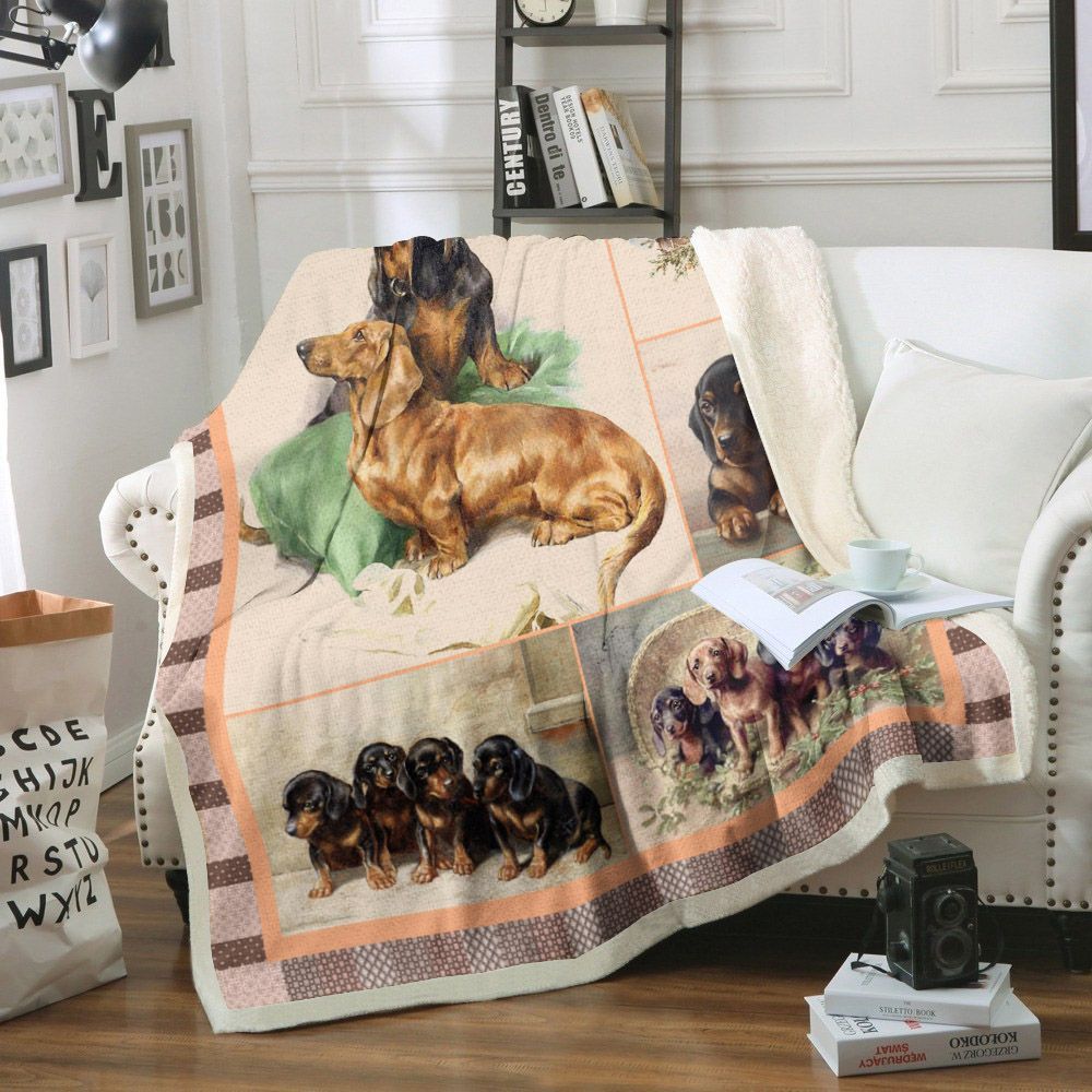 Dachshund Dog Sherpa Fleece Blanket