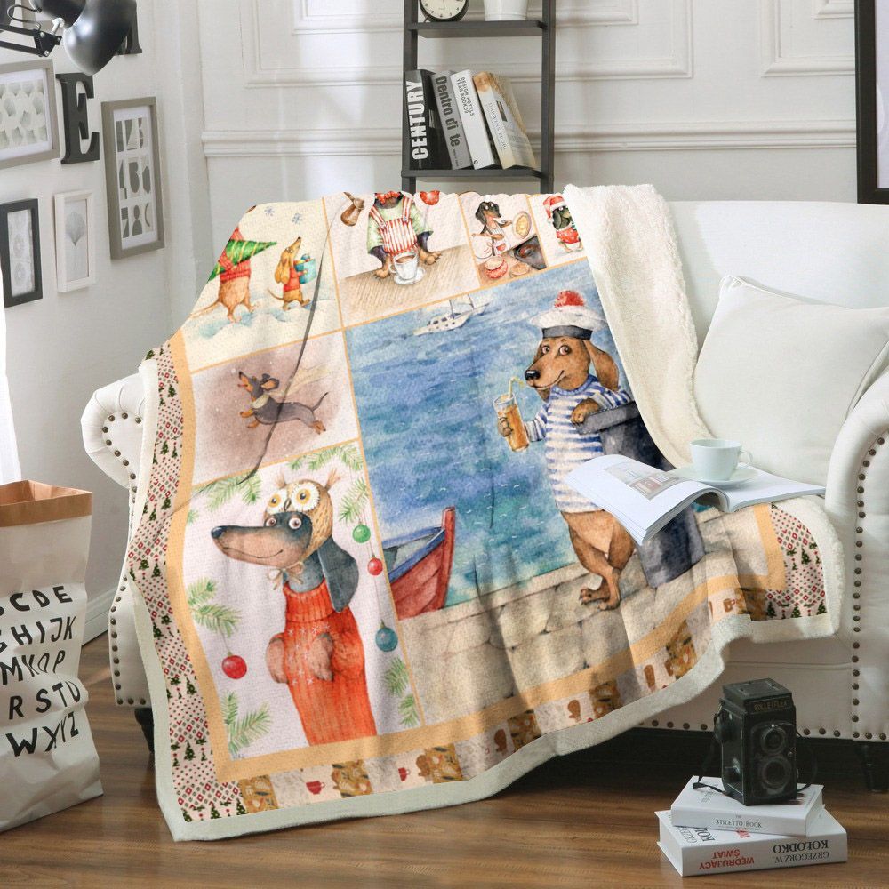 Dachshund Dog Sherpa Fleece Blanket
