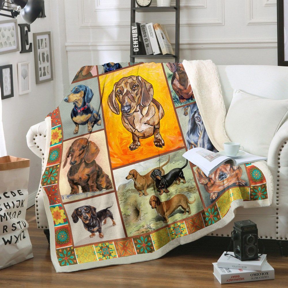 Dachshund Dog Sherpa Fleece Blanket