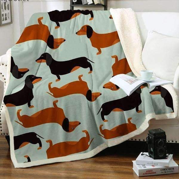 Dachshund Dog Sherpa Fleece Blanket