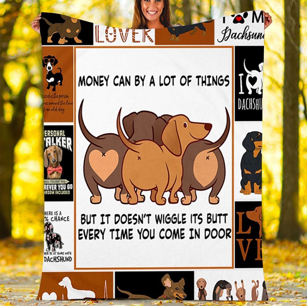 Dachshund Dog Sherpa Fleece Blanket