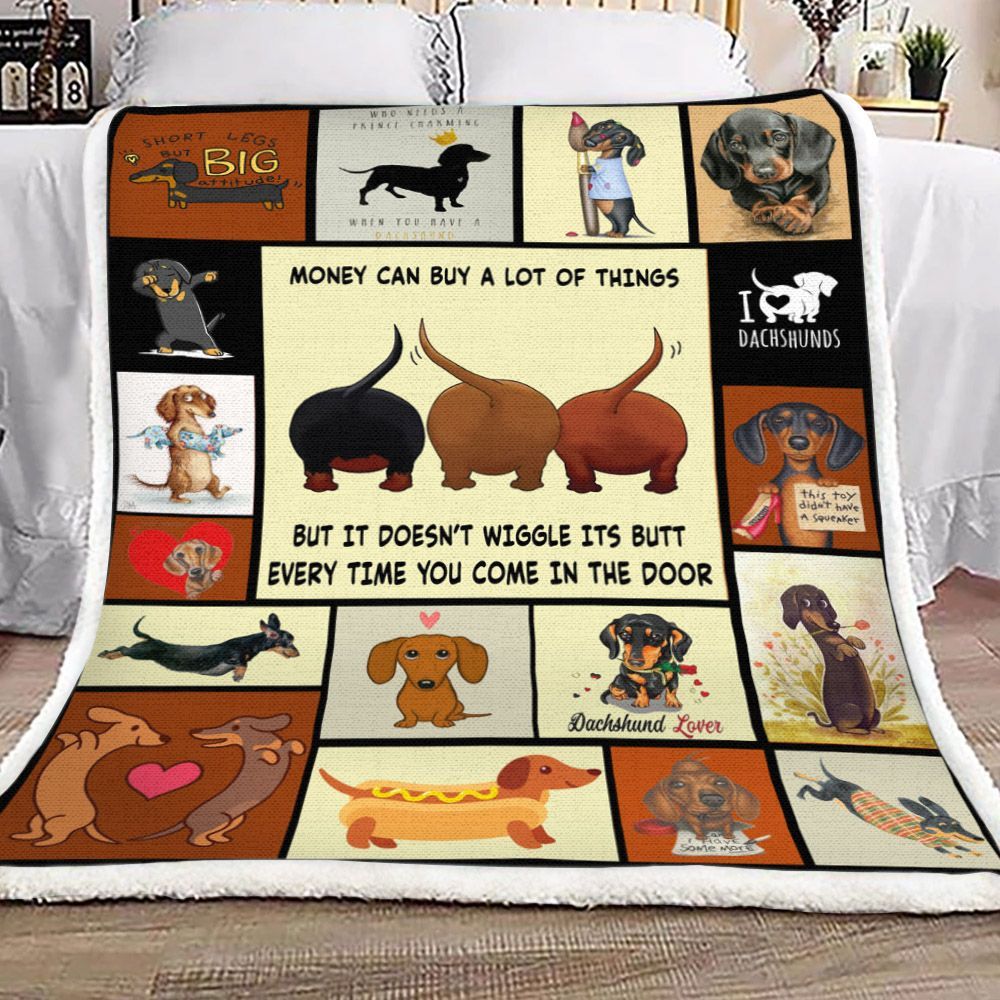Dachshund Dog Sherpa Fleece Blanket