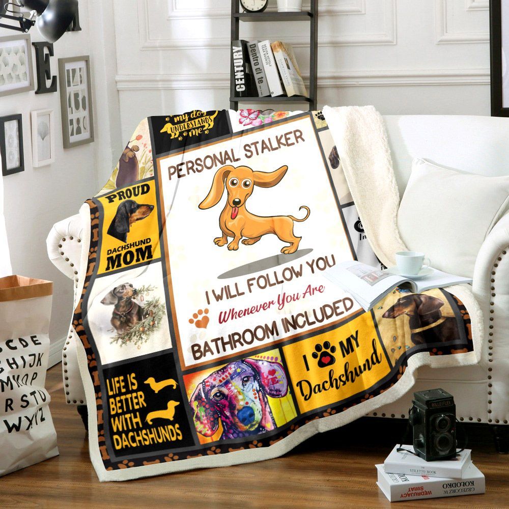 Dachshund Dog Sherpa Fleece Blanket
