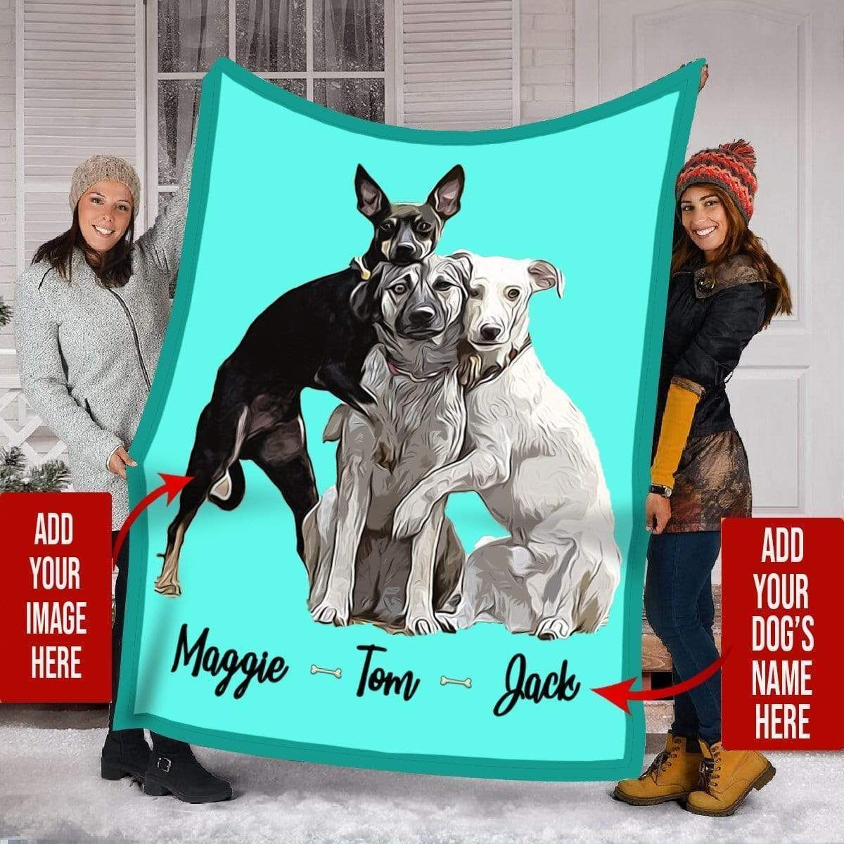 Dachshund Dog Maggie Tom And Jack Custom Name Fleece Blanket