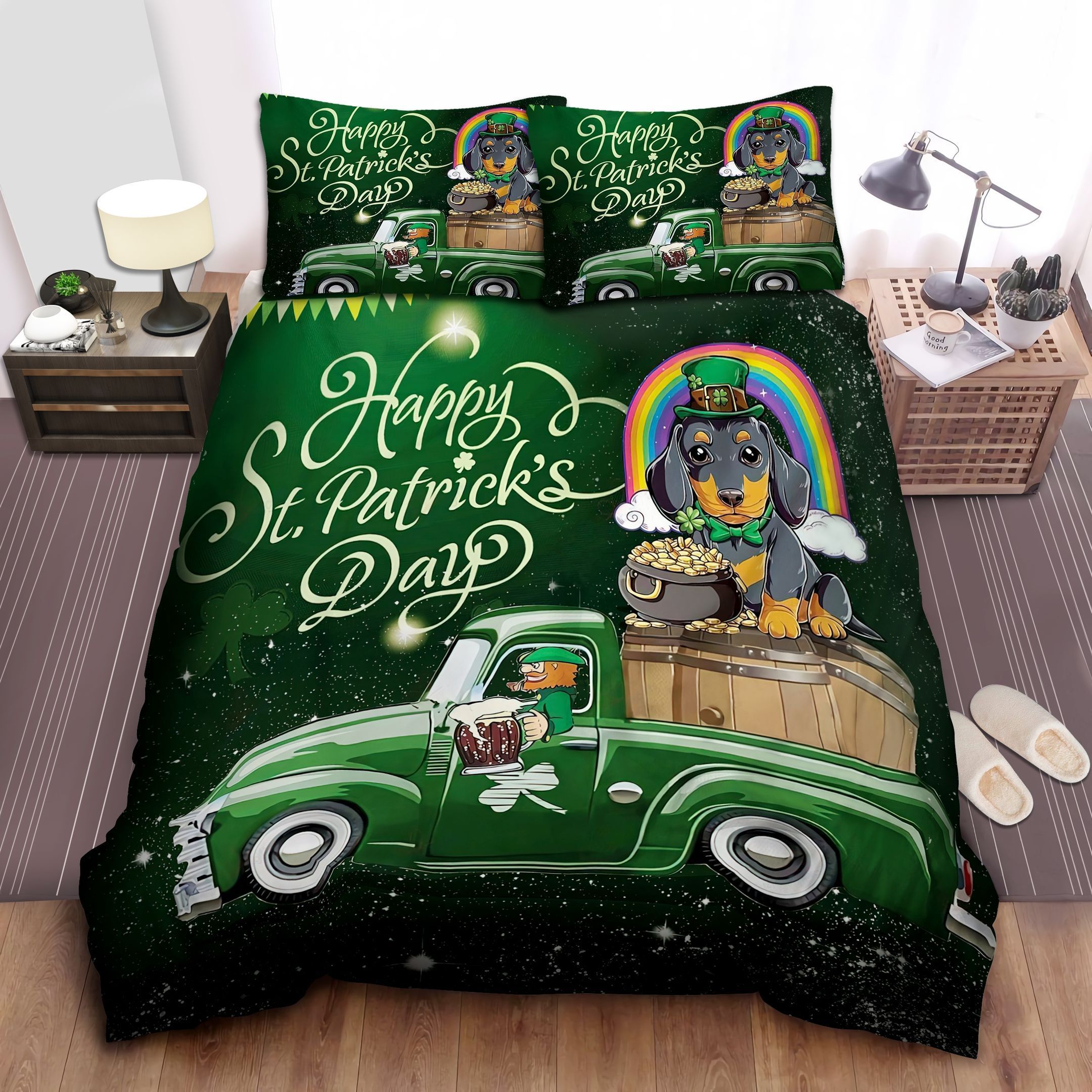 Dachshund Dog Rainbow St Patrick’s Day Bedding Set
