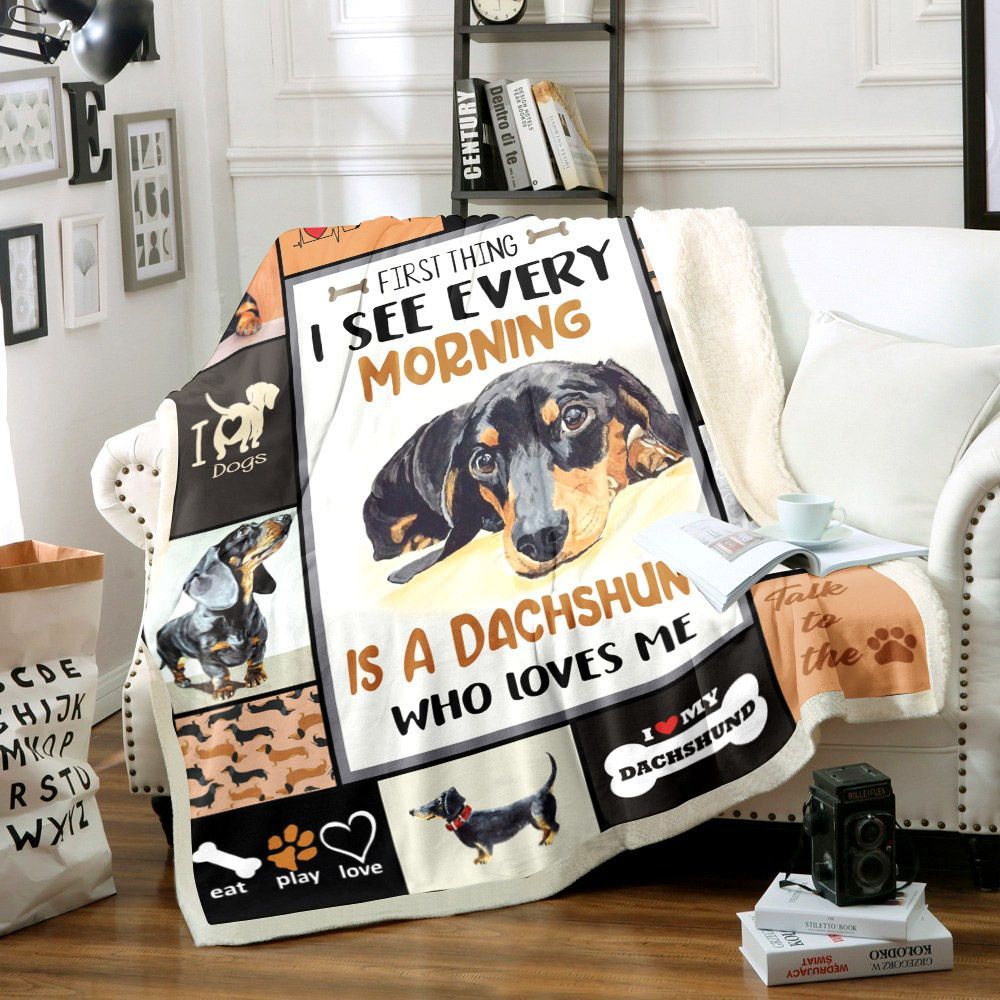 Dachshund Dog Sherpa Fleece Blanket