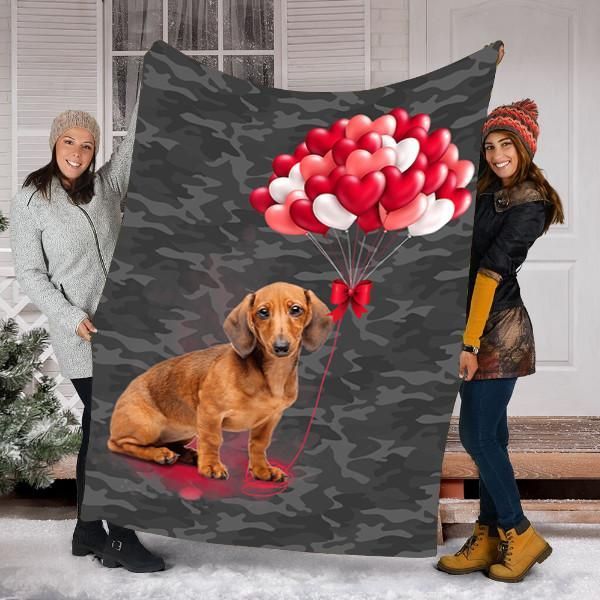 Dachshund Dog Valentines Day Sherpa Fleece Blanket