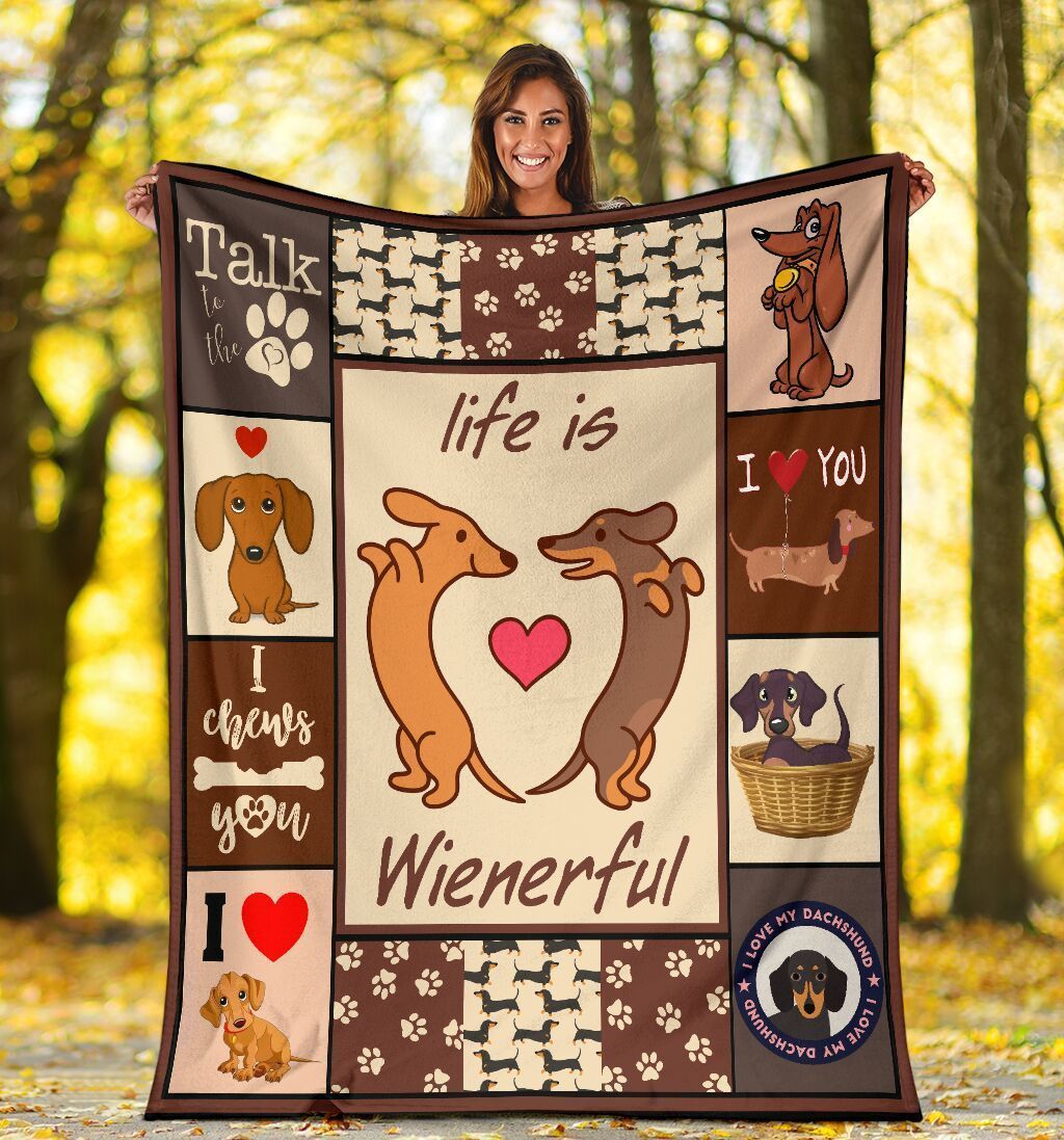 Dachshund Doxie Wiener Dog Life Is Wienerful Fleece Blanket