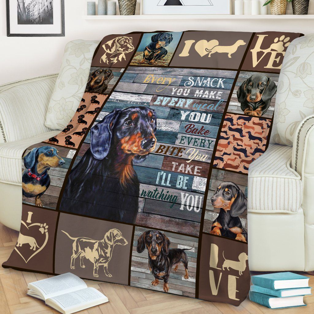 Dachshund Every Snack I Will Be Watching You Sherpa Fleece Blanket