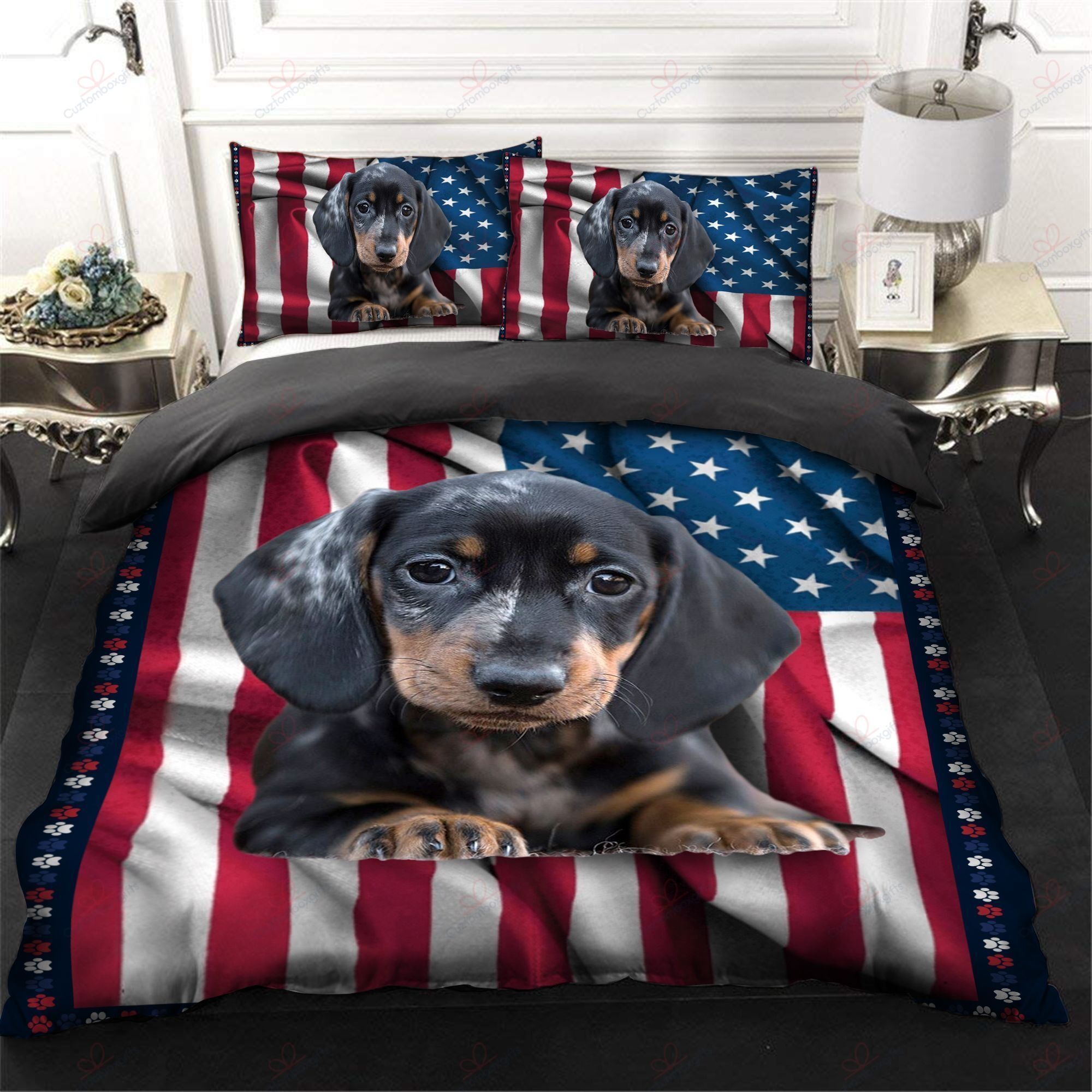 Dachshund Flag Bedding Set