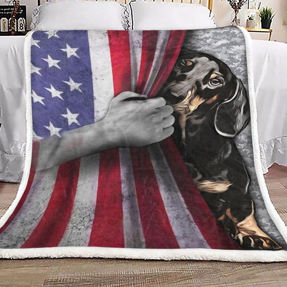 Dachshund Flag Sherpa Fleece Blanket
