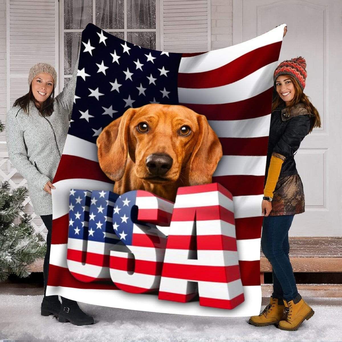 Dachshund Flag Fleece Blanket