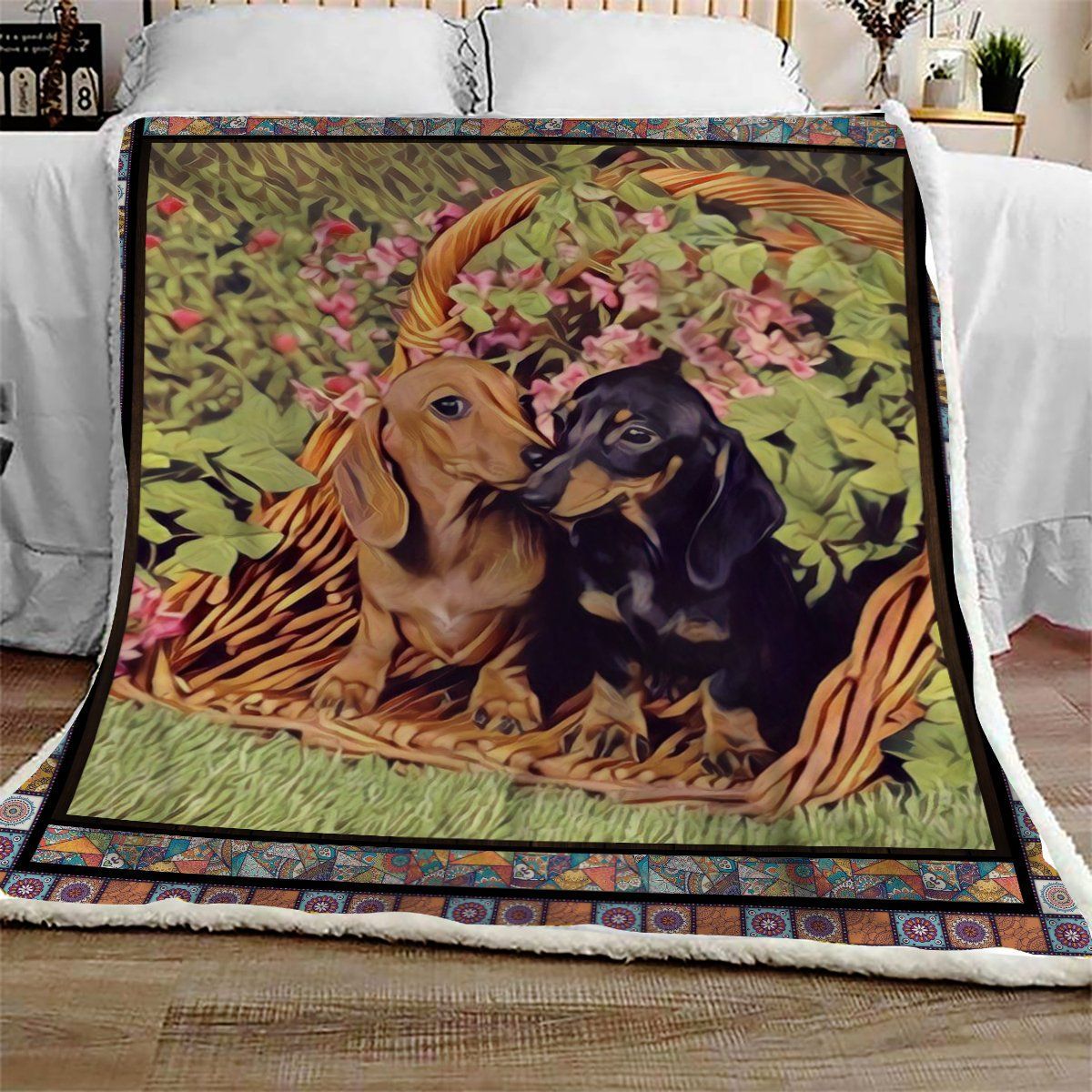 Dachshund Friend Sherpa Fleece Blanket