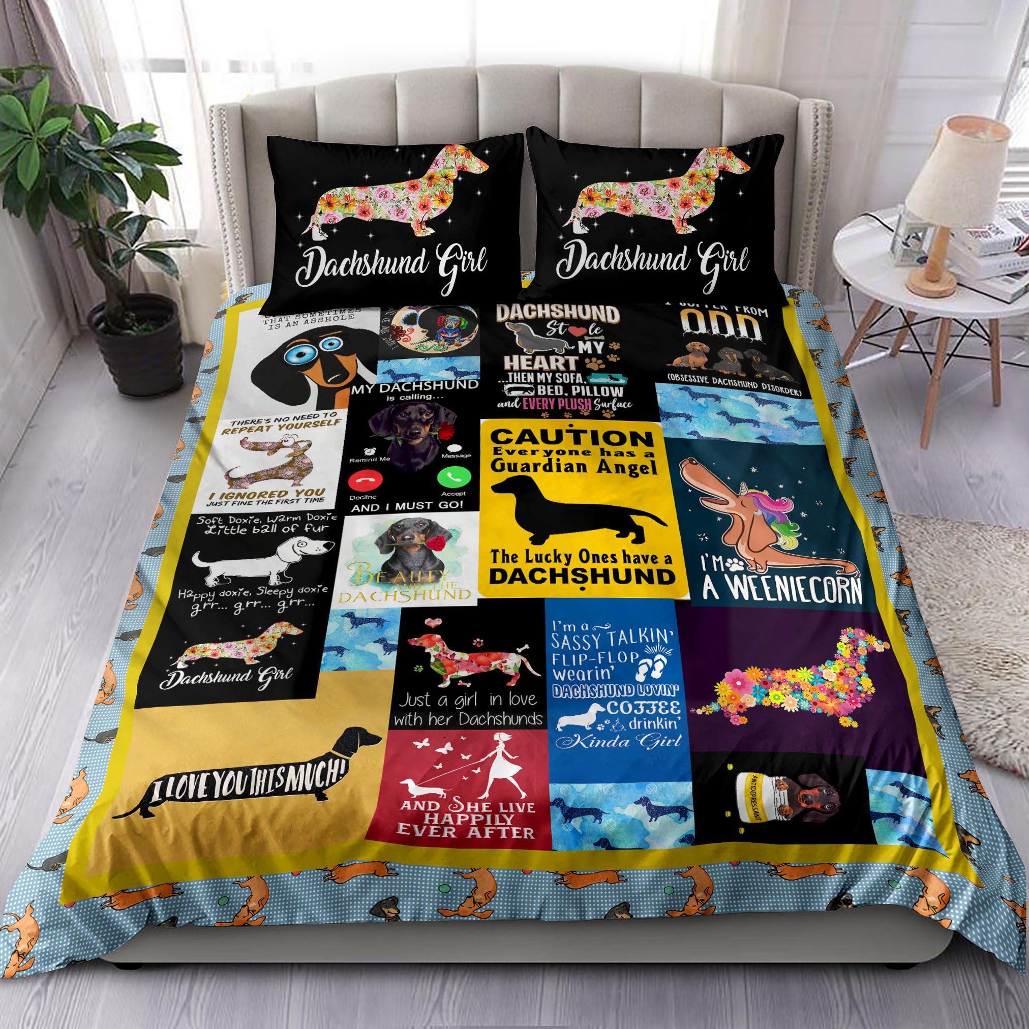 Dachshund Girl Bedding Set