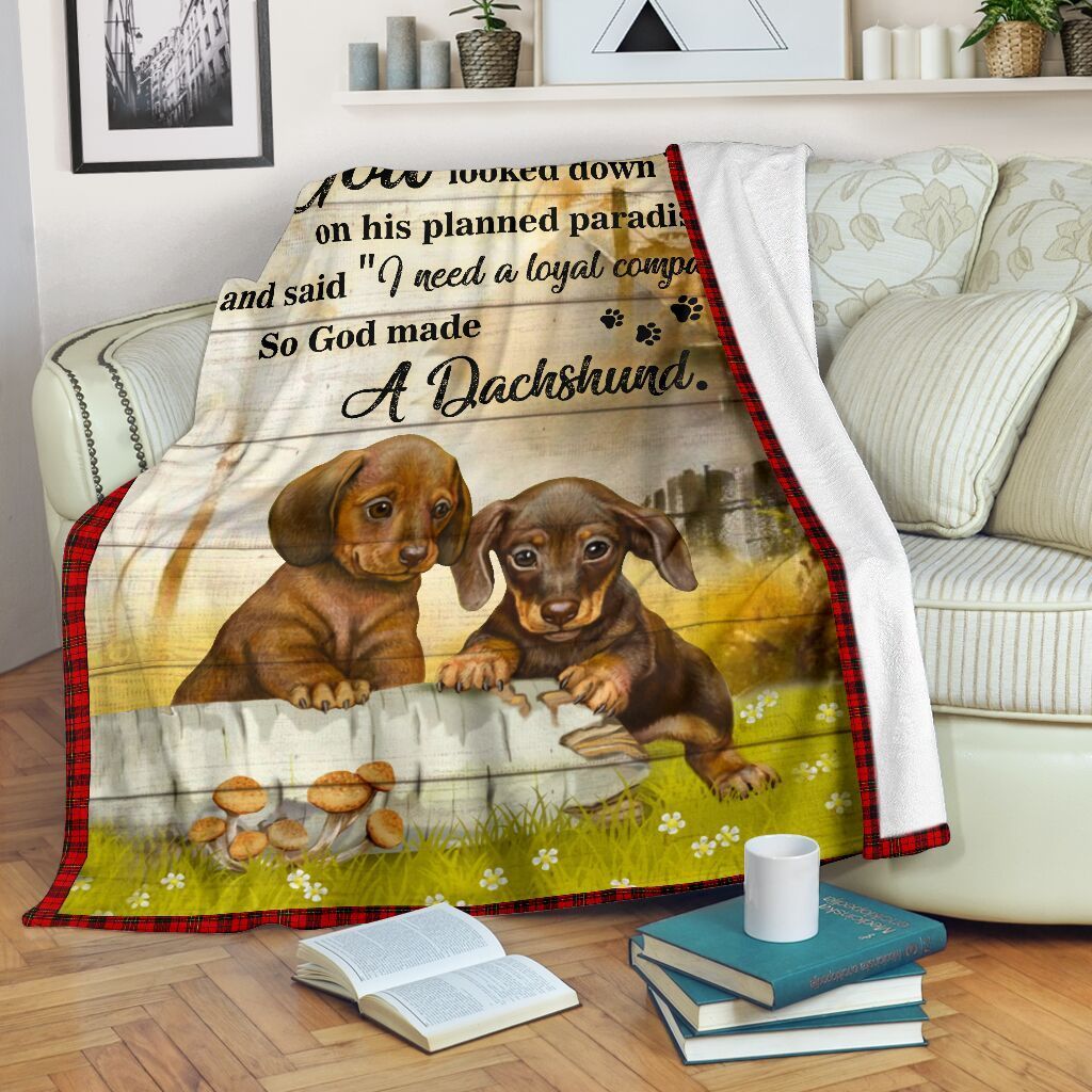 Dachshund God Sherpa Fleece Blanket