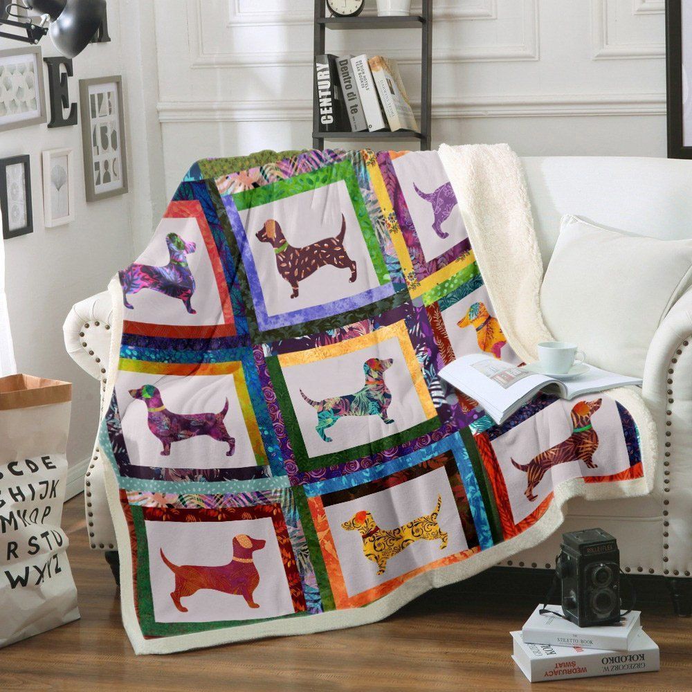 Dachshund Sherpa Fleece Blanket