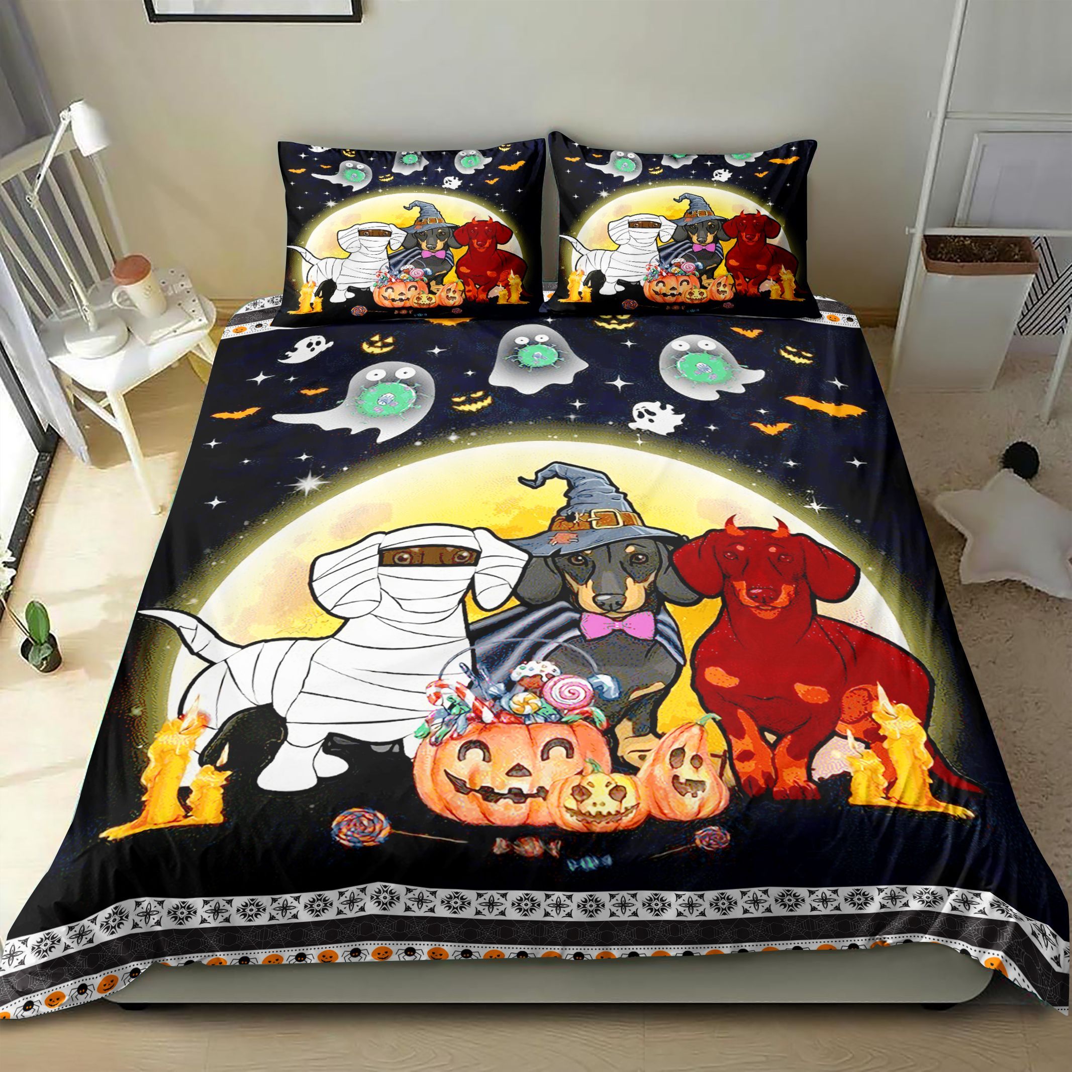 Dachshund & Halloween Bedding Set