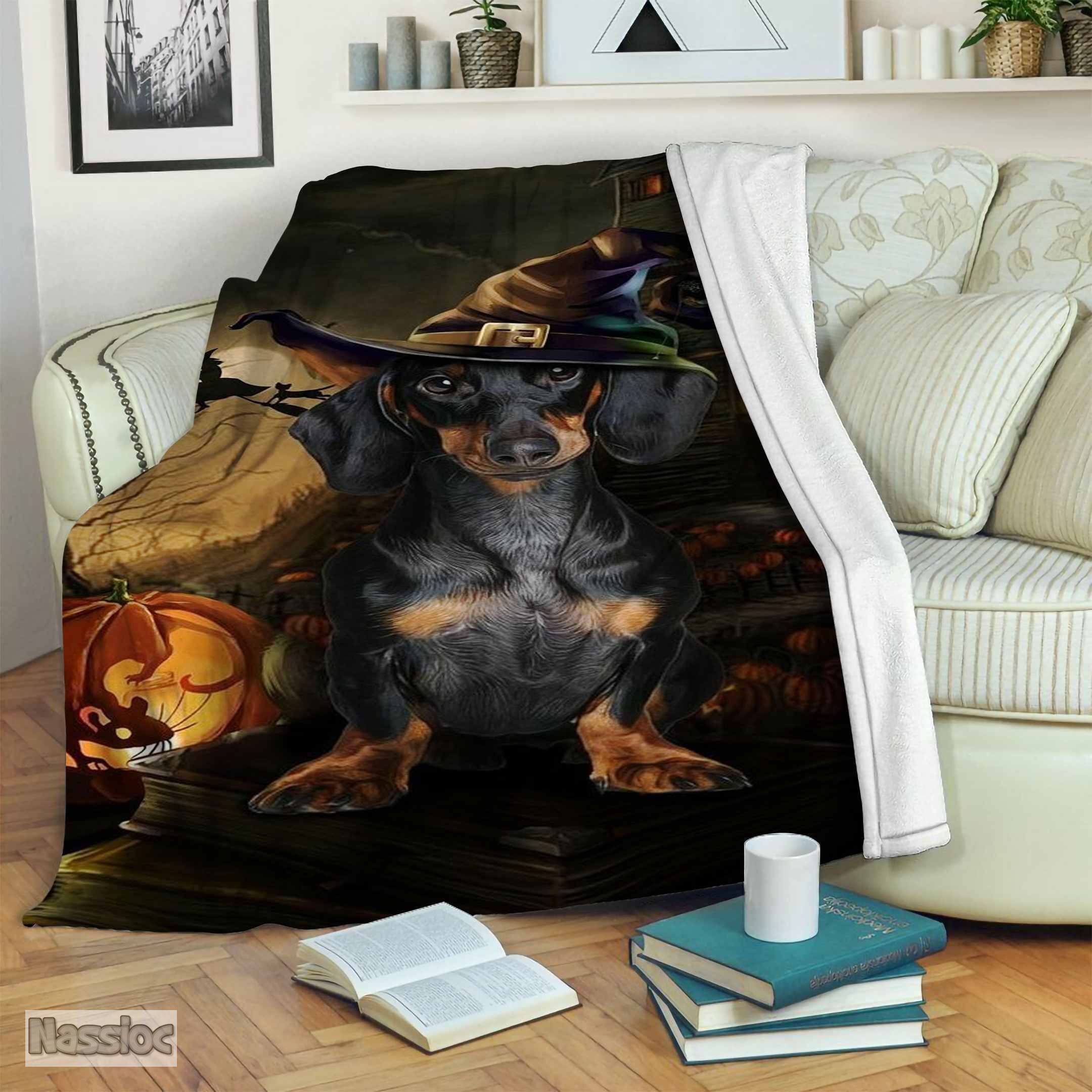Dachshund Halloween Fleece Blanket