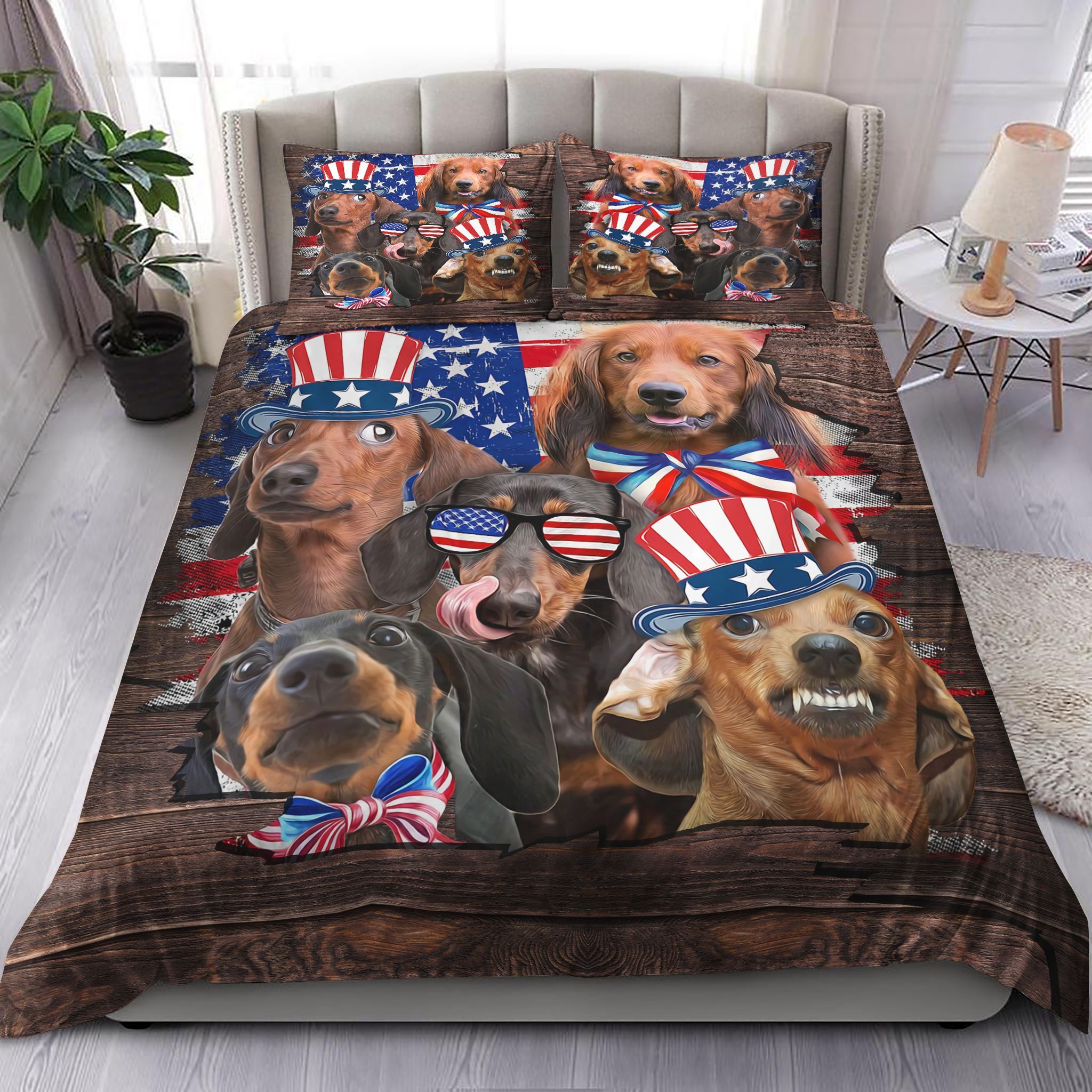 Dachshund Happy Freedom Day Dachshund Lovers Bedding Set