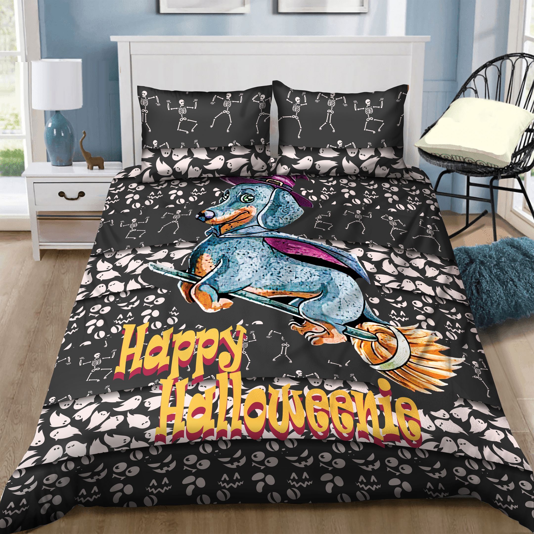 Dachshund Happy Halloweenie Halloween Bedding Set