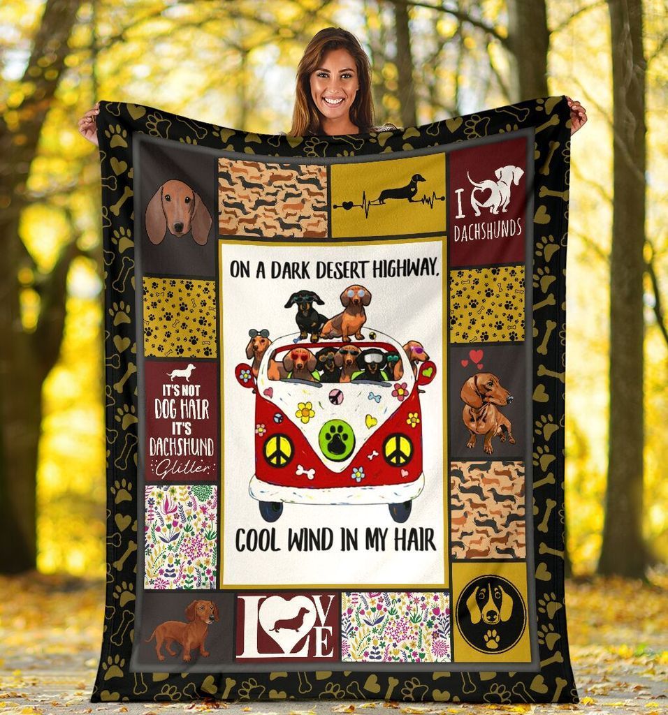 Dachshund Hippie Sherpa Fleece Blanket