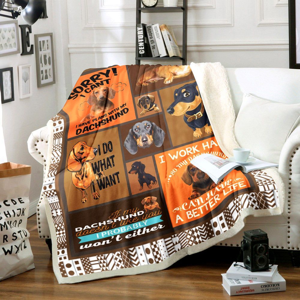 Dachshund Sherpa Fleece Blanket