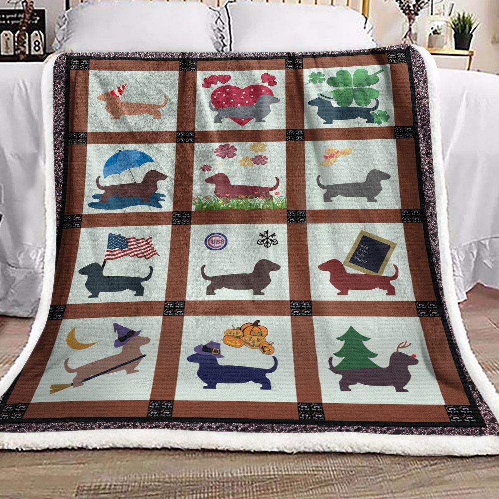 Dachshund Sherpa Fleece Blanket