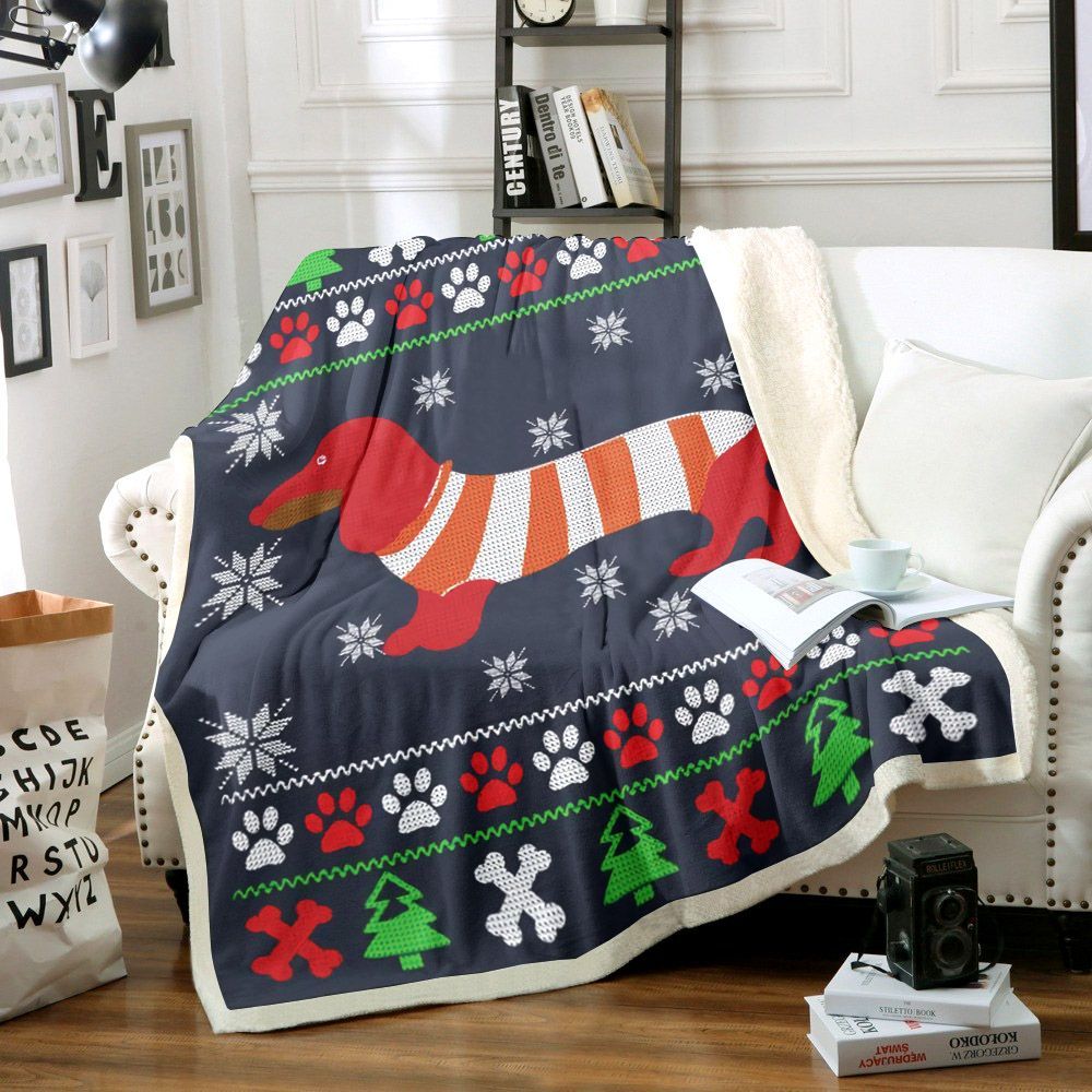 Dachshund Sherpa Fleece Blanket