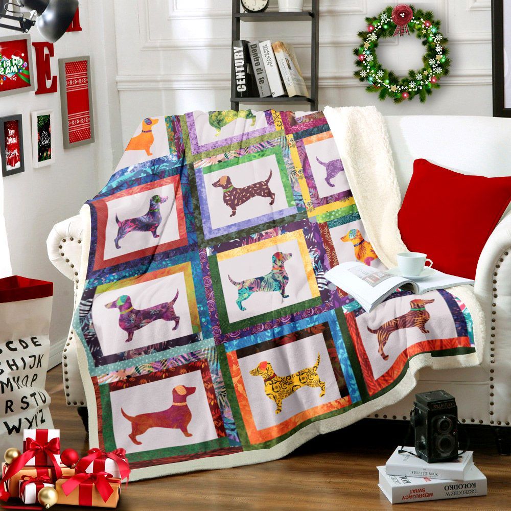 Dachshund Sherpa Fleece Blanket